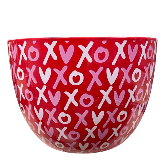 LOVE HUGS KISSES ♥️XO Patterned red bowl nested set 3 bowls soup cereal planters - Picture 3 of 6